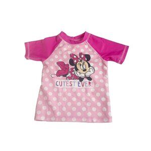 Disney Minnie‎ Mouse Swimsuit Girl’s Rash Guard Shirt Tankini Set Size 3T Pink